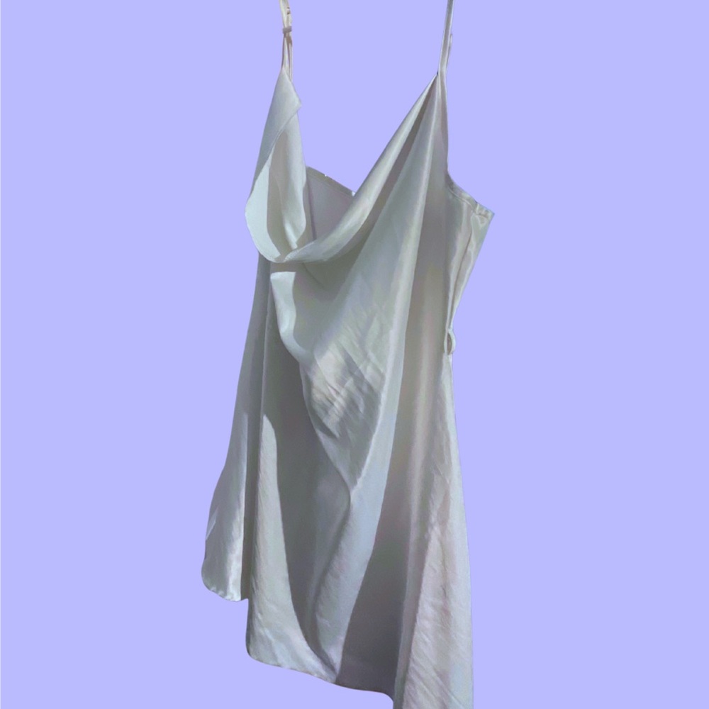 SHEIN Asymmetrical White Draped Dress